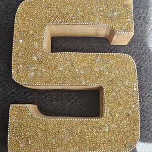 Gold Beaded Decorative Letter S